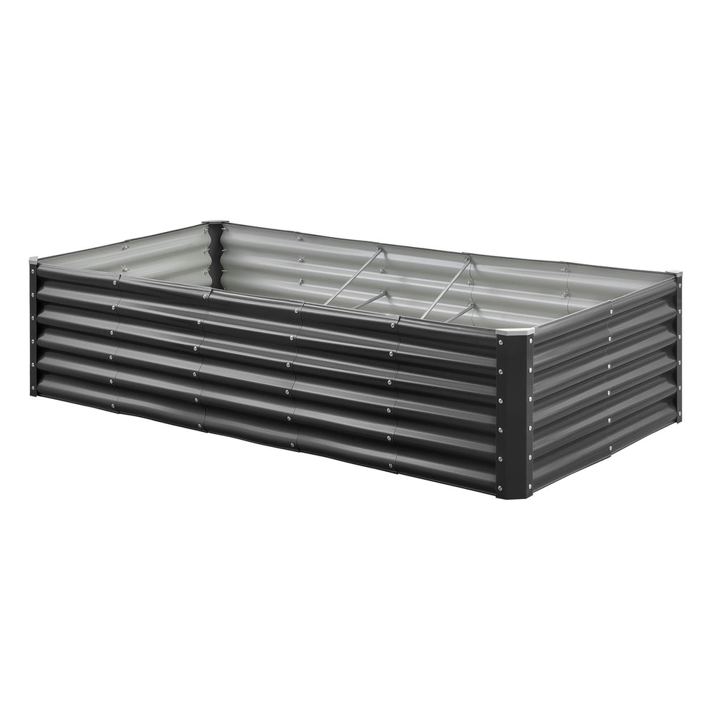 Metal Raised Garden Bed, 6 x 3 x 1.4 ft Outdoor Galvanized Planter Garden Box, Open Bottom Design, Large Planter Raised Bed for Growing Vegetables, Flowers, Herbs, and Succulents, Dark Gray Media 1