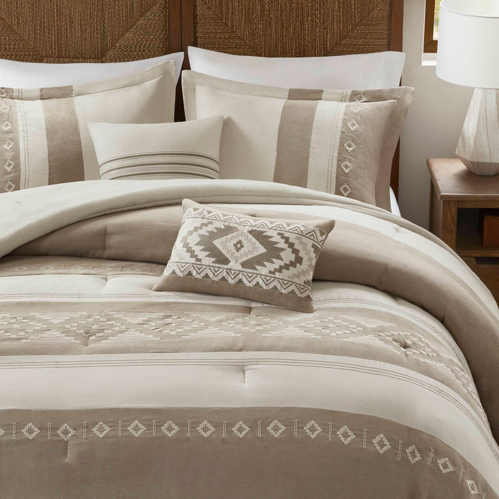 5-Piece Full/Queen Comforter 5pcs Set,Taupe Media 20