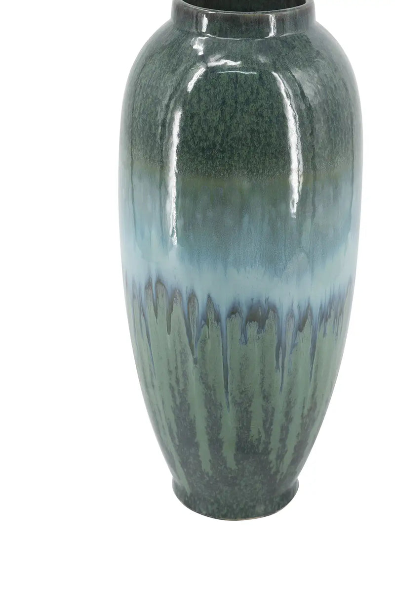 Decorative Ceramic Vase With Blue And Green Reactive Glaze