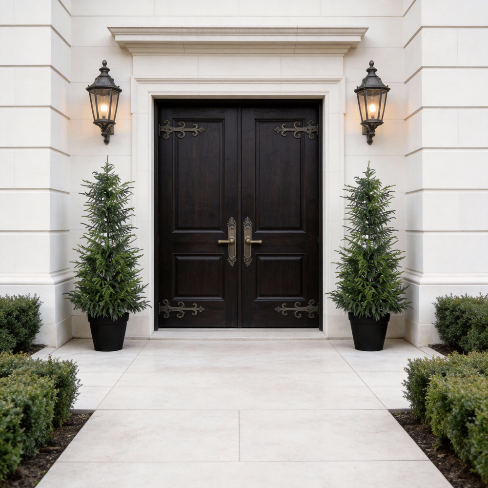 4' Artificial Real Touch  Pine Tree in Black Plastic Pot, 2pc/set Media 3