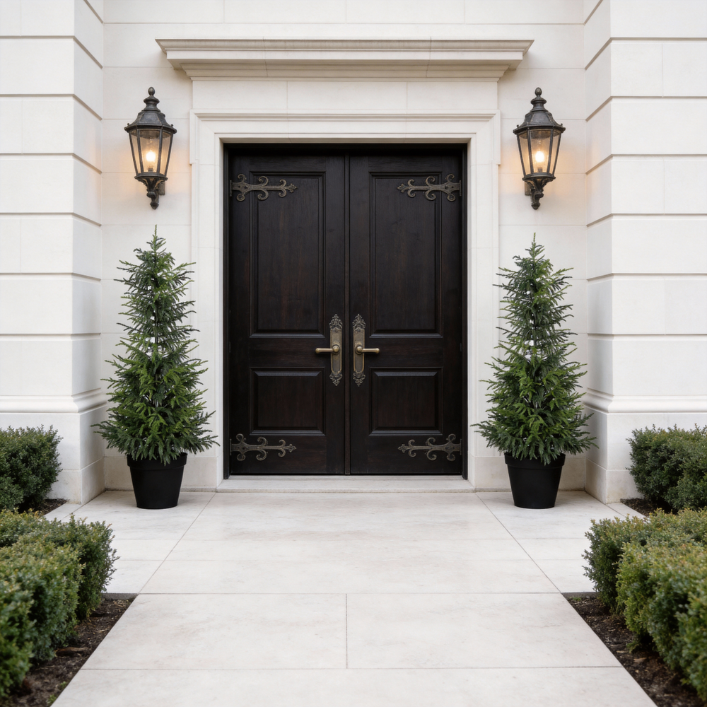 4' Artificial Real Touch  Pine Tree in Black Plastic Pot, 2pc/set Media 3