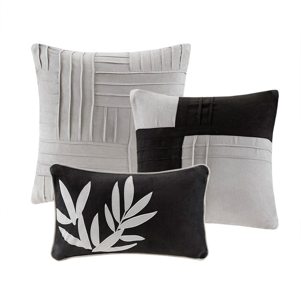 7 Piece Faux Suede Comforter Set Grey Full Media 7
