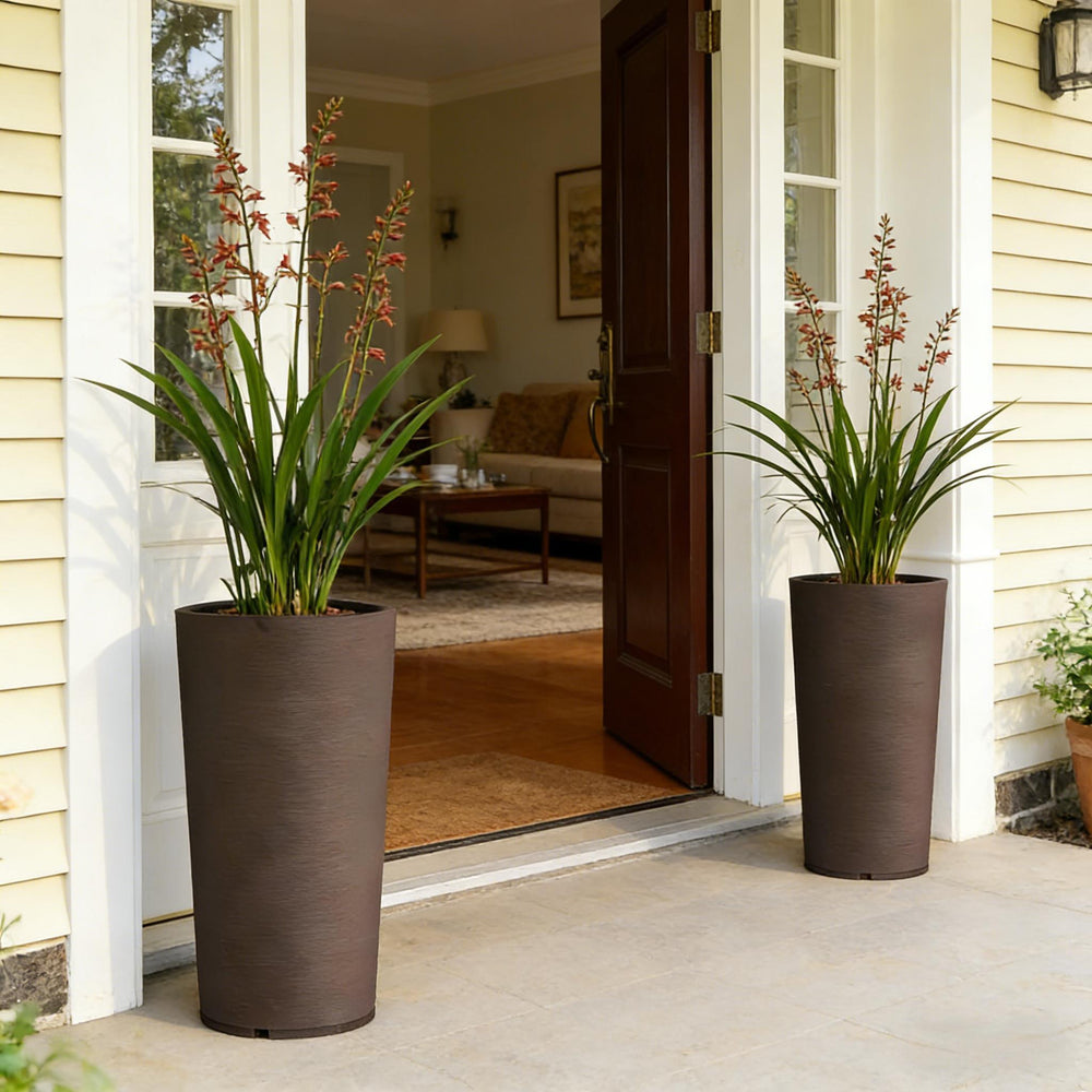 Tall Planter,Stackable Large Planters,Set of 2 Flower Pots Media 3