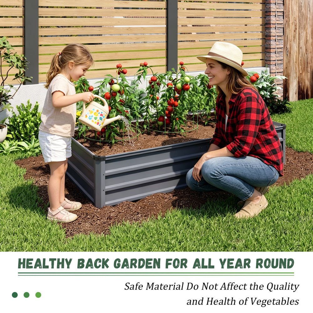 6x3x1 ft large Garden Bed, Grey Color Rectangular Galvanized Metal Outdoor Garden Bed, Suitable for Backyard Ground Gardens for Growing Plants, Vegetables and Flowers. Media 7