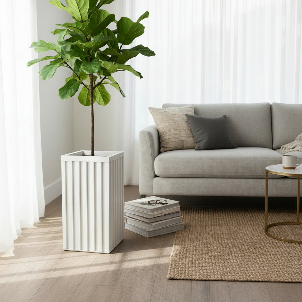 Square Grove Column Planter - White Media 2