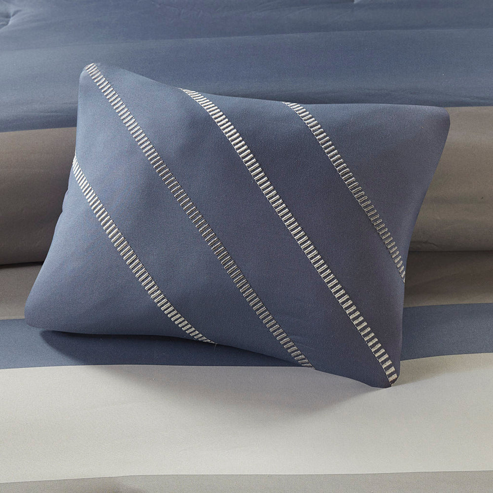 Full Striped Comforter Set with Bed Sheets Media 13