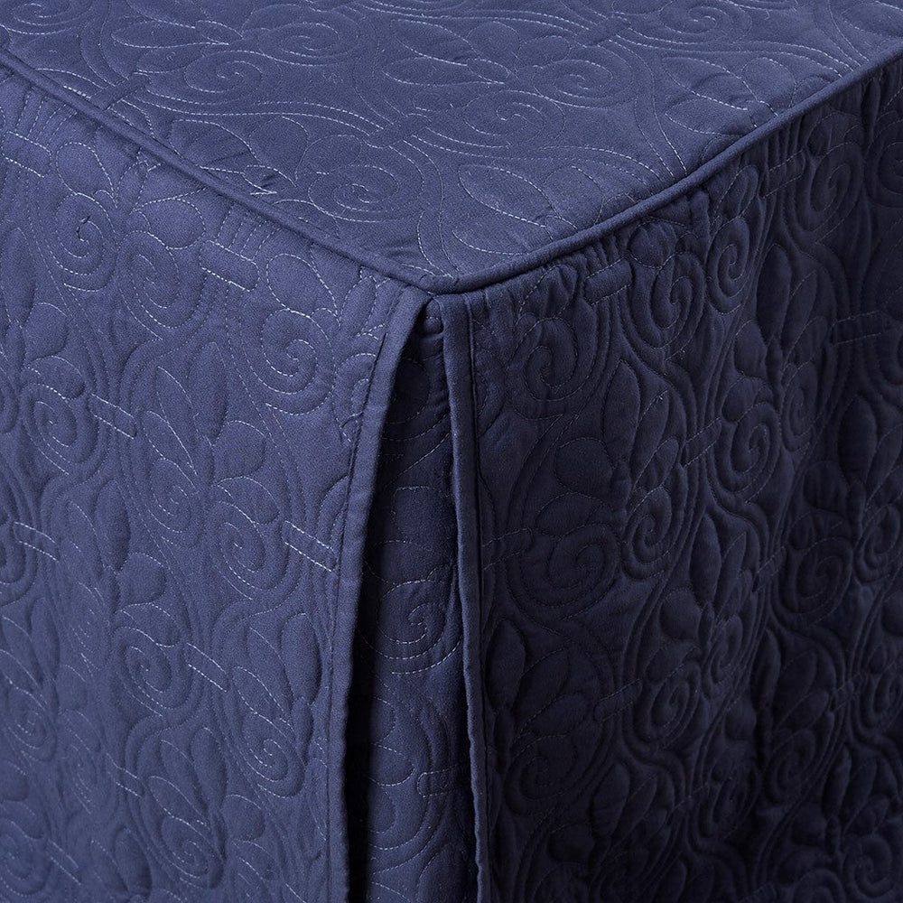 3 Piece Split Corner Pleated Quilted Bedspread Navy King Media 10