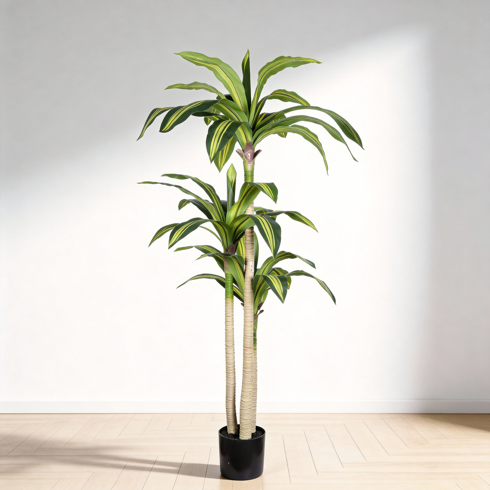 5' Artificial Dracaena Tree with Black Plastic Pot, 1pc/set Media 3