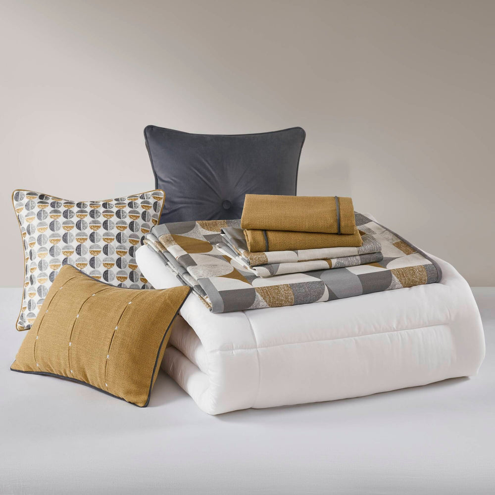 9 PCS King Jacquard Oversized Duvet Style Comforter Set Gold Media 13
