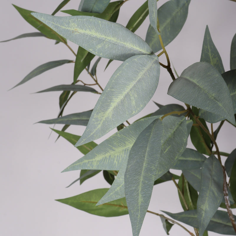 5FT Realistic Artificial Eucalyptus Tree in Black Plastic Pot with Lush Green Fabric Leaves, Indoor Potted Faux Plant for Home Office Decor