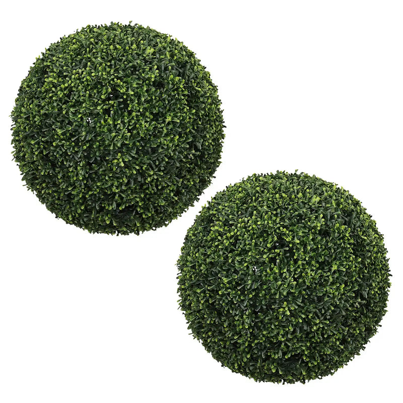 Artificial Boxwood Topiary Balls 18.5IN Green Outdoor Decorative Spheres for Garden Porch Patio Planter, 2pcs Set Plastic