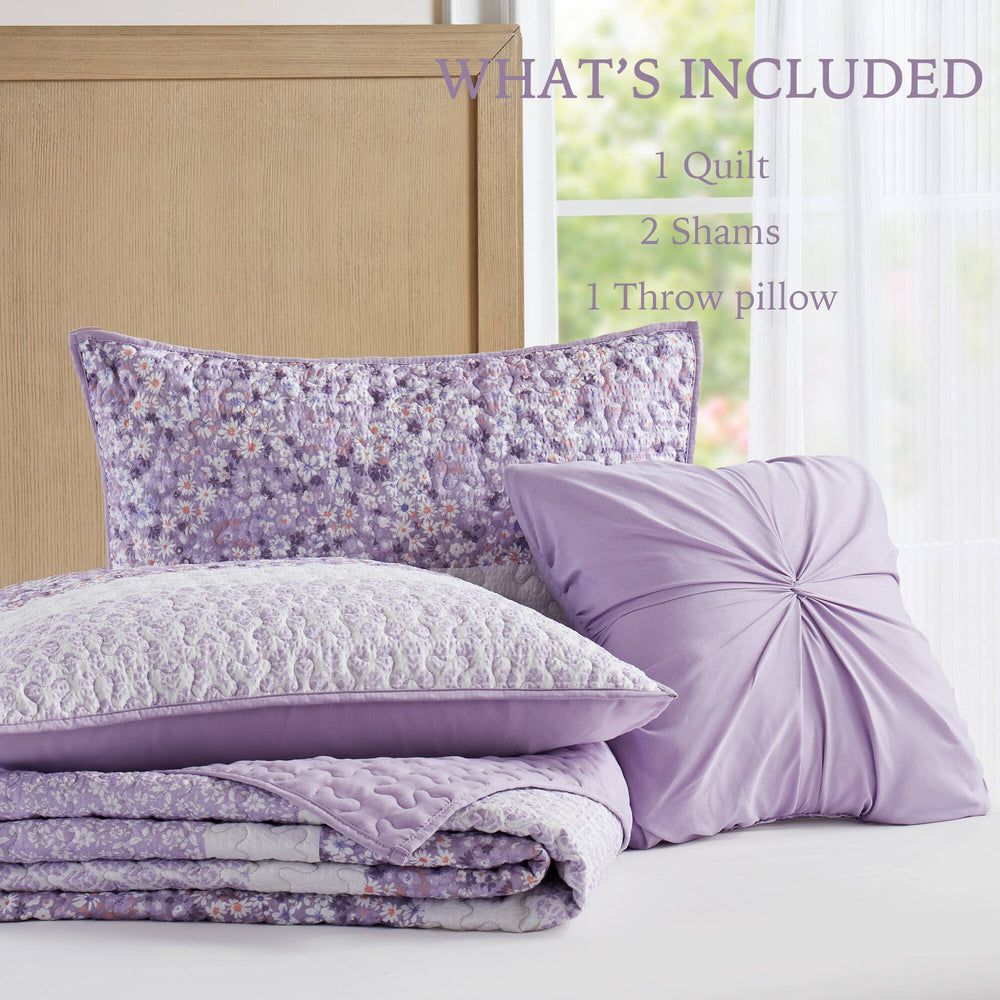 4 PCS King/Cal King Seersucker Quilt Set with Throw Media 13