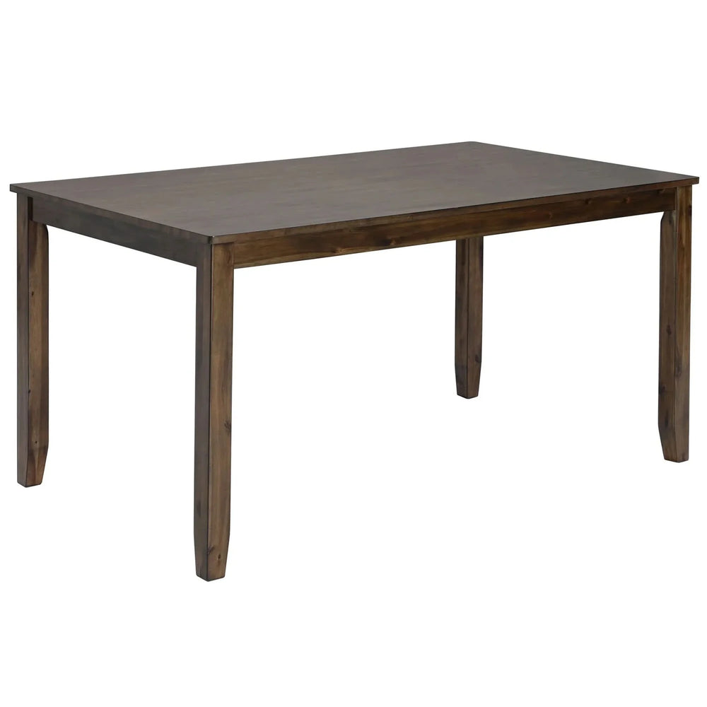 Dining Room Set Acacia Wood Walnut Rectangular Table 6 Seat with Chairs Bench Media 10
