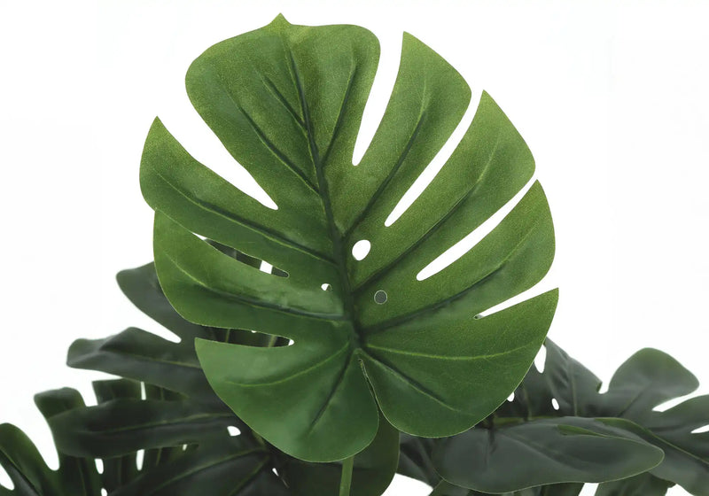 Artificial Plant, 24' Tall, Monstera, Indoor, Faux, Fake, Table, Greenery, Potted, Real Touch, Decorative, Green Leaves, Black Pot