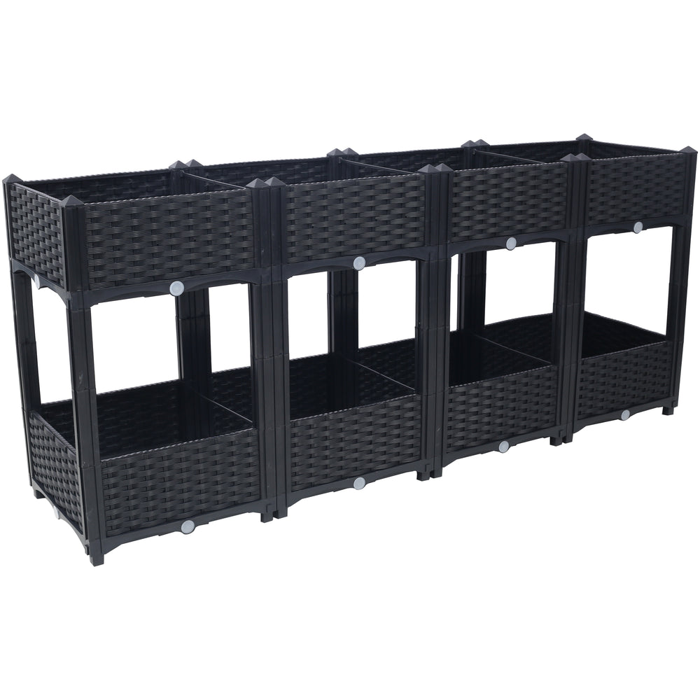 Planter Raised Beds - Elevated Planter Garden Box with Drainage Plug Raised Garden Beds for Vegetable/Flower/Herb Outdoor Standing Planter Beds Gardening Kit,Black,63'x15.7'x27.7' Media 3