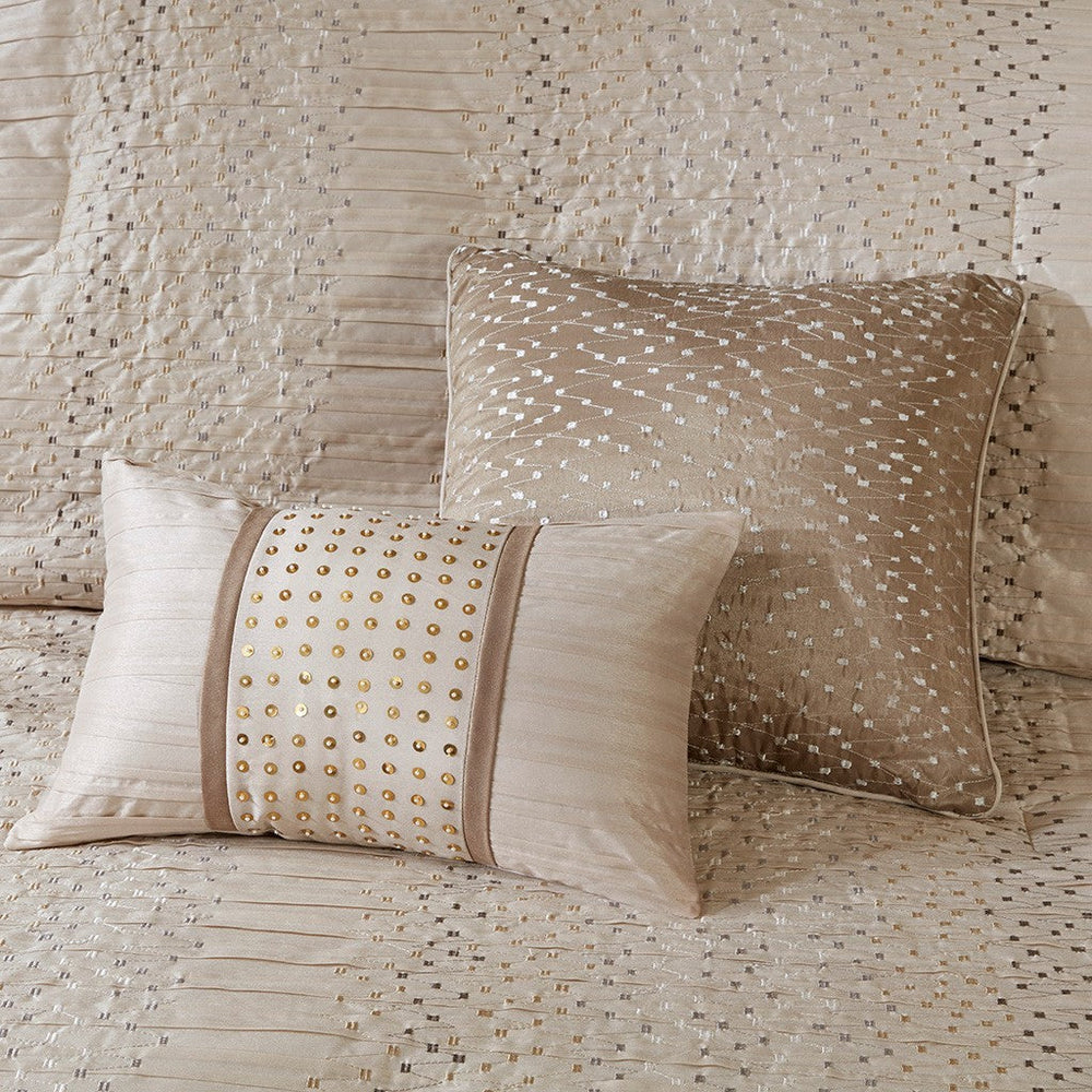 8 Piece Embroidered Comforter Set Natural King Media 8