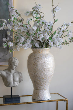 Vase with Gold and White Capiz Shell Design perspective