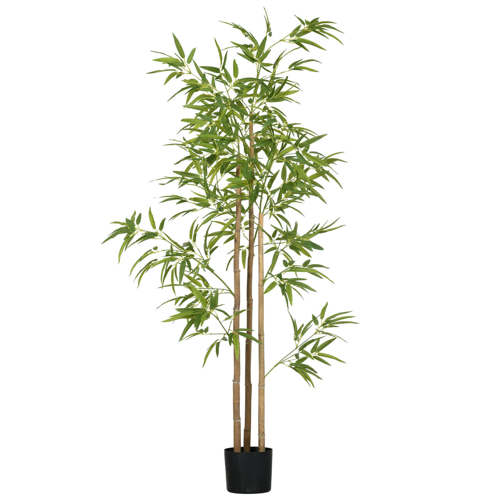6FT Artificial Bamboo Tree, Faux Decorative Plant in Nursery Pot for Indoor Décor Media 1