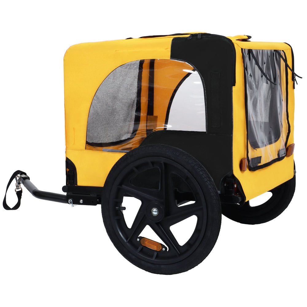 Pet Bike Trailer Dog Cart for Bicycle, Suitable for Small and Medium Pets, Easy Folding Cart Frame, Quick Release Wheel, Non-Slip Floor, Internal Leash Media 4