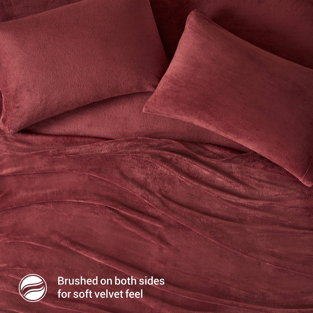 3 PCS Twin Micro Plush Sheet Set Burgundy Media 10
