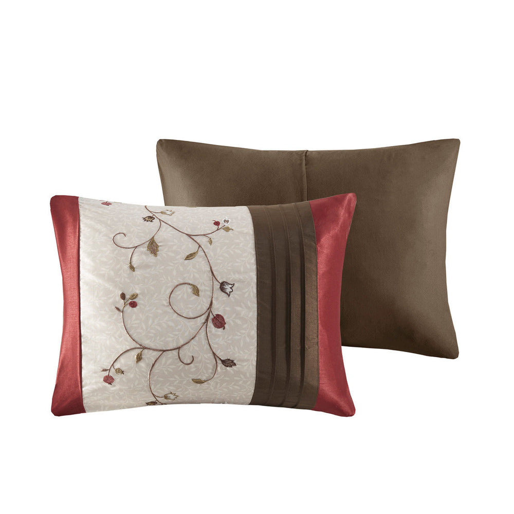Embroidered 7 Piece Comforter Set Red King Media 8