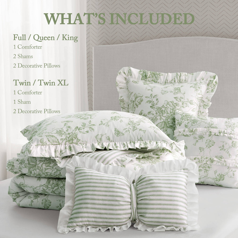 5 Pieces King Comforter Set with Decorative Pillows,Green Media 6