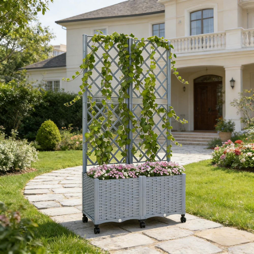 Mobile Raised Garden Bed,Outdoor Stylish Planter Box Media 6