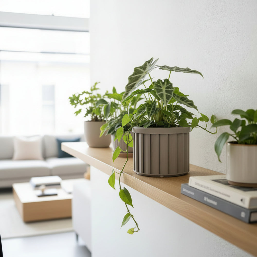 Round Strata Planter MD - Grey Brown Media 2