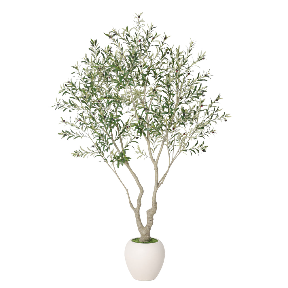 8FT Artificial Olive Tree With Decorative White Pot, Tall Indoor & Covered Outdoor Decorative Tree, 1pc/set Media 4