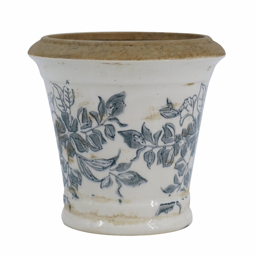5.3x5.3x5.1' Ceramic Planter with Floral Pattern, Set of 4 Media 5