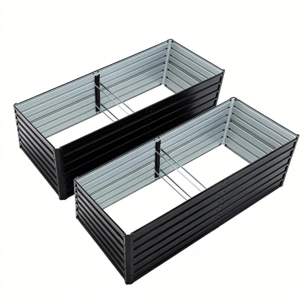 2 Pack Metal Raised Garden Bed Kit Outdoor - 8x4x2 FT Galvanized Planter Boxes Set, Rectangle Vegetable & Flower Beds for Herbs, Fruits, Planting (Black) Media 9