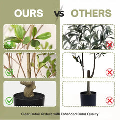 Lifelike Artificial Olive Tree with Black Plastic Pot, Faux Indoor Plant in Green Fabric Leaves, 60-Inch Tall for Home Living Room Decor perspective