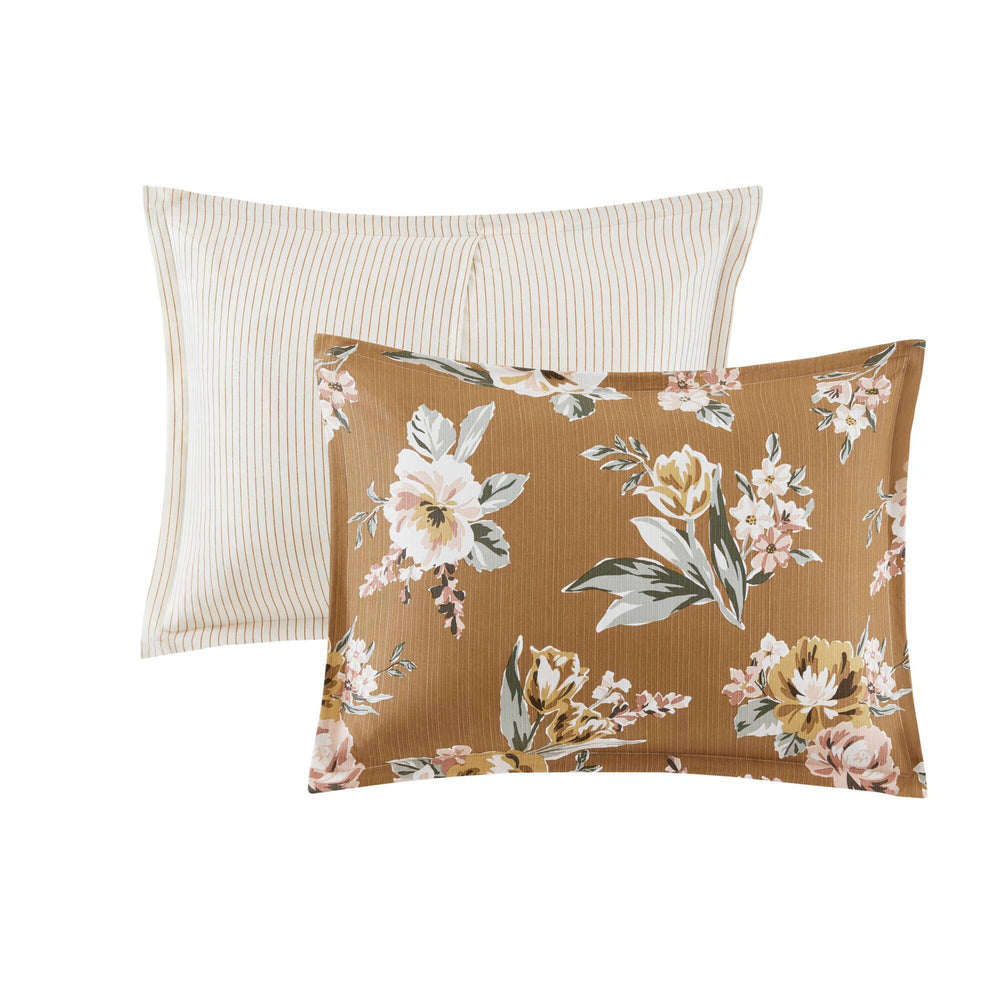 7-Piece Queen Vin  Floral Comforter Set, Terracotta Media 15