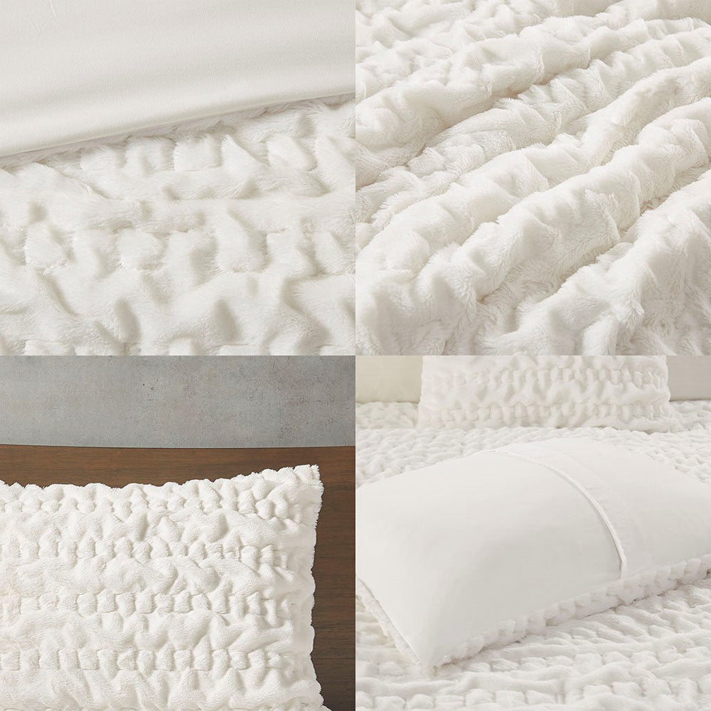 King/Cal King Ruched Fur Down Alternative Comforter Set Media 6