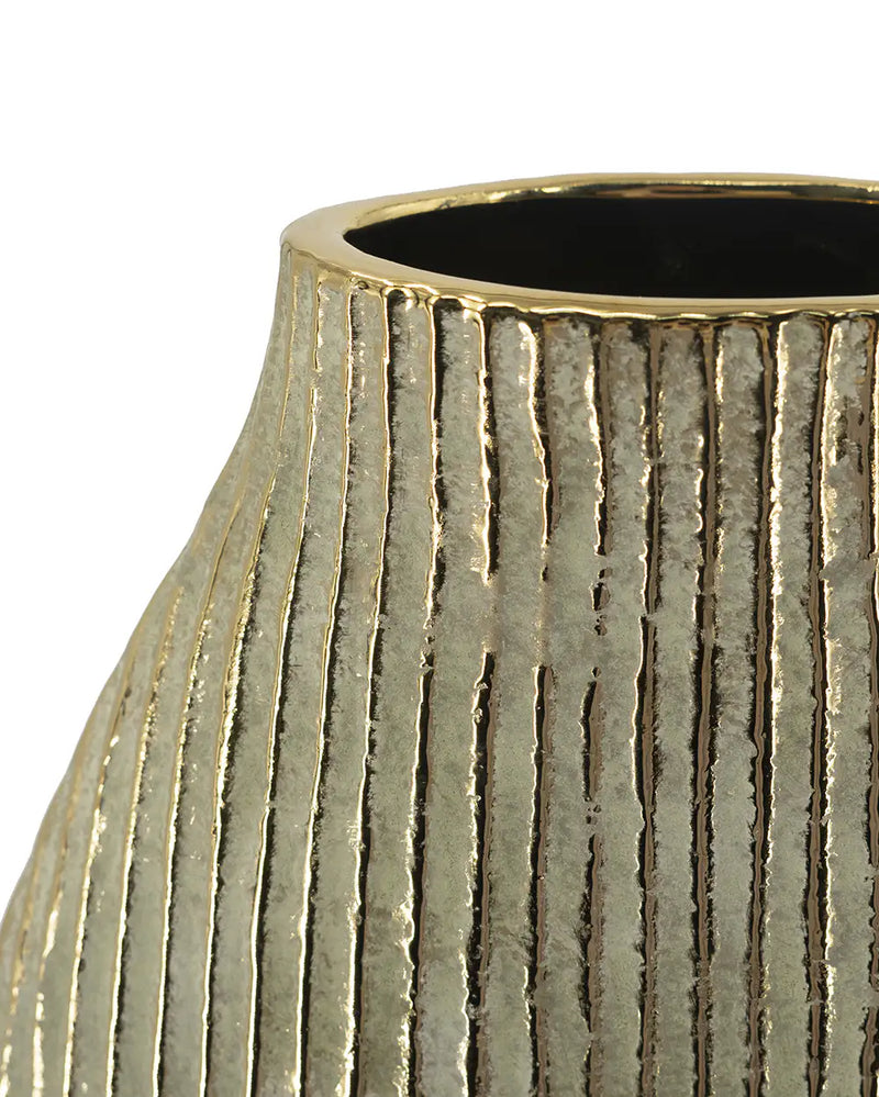 Ceramic Accent Vase with Vertical Ribbed Texture