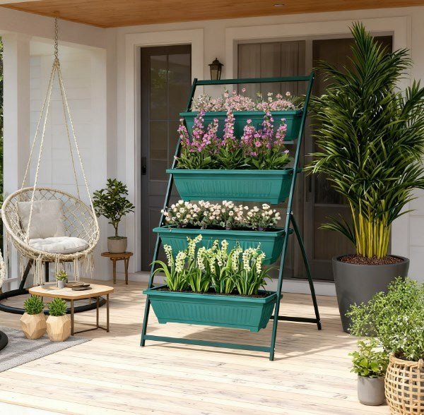 Plant Stand Grow Container,4-Tier Vertical Raised Garden Planter with 4 Boxes,for Vegetable & Flowers Media 9