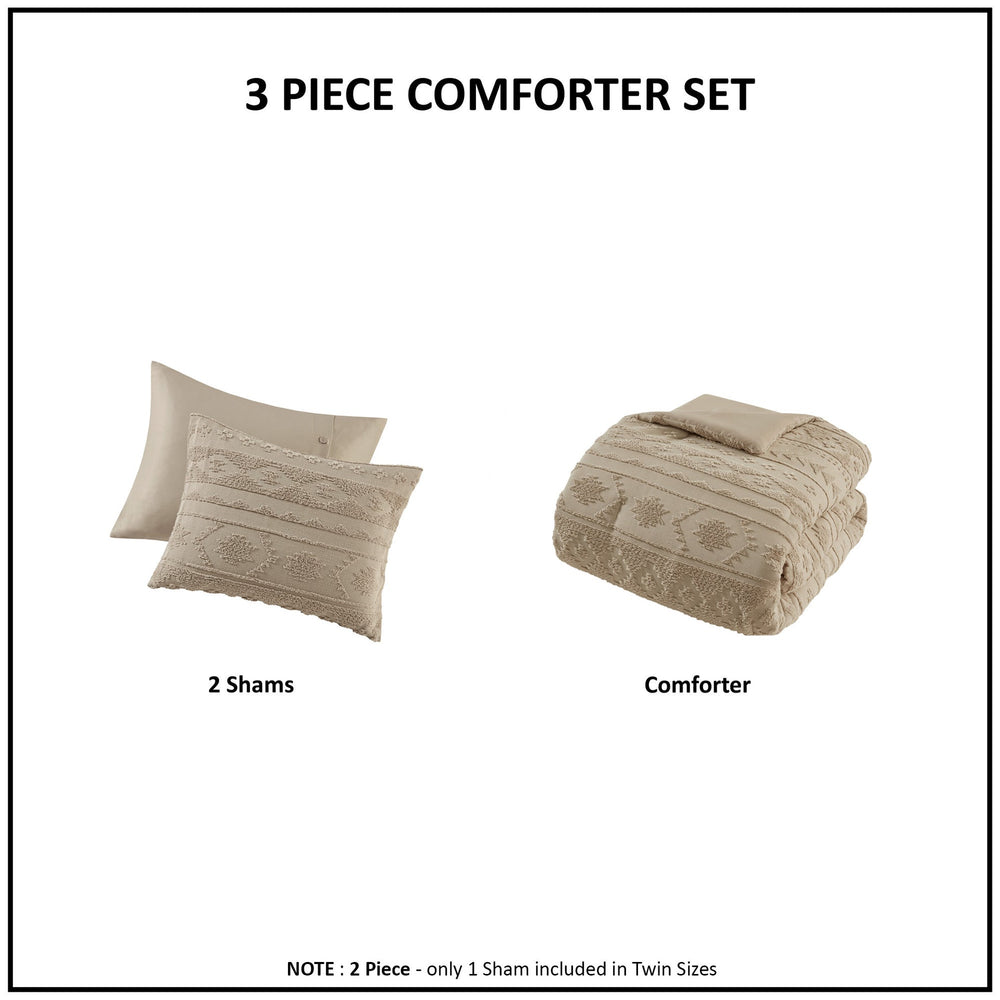 2 PCS Twin/Twin XL Chenille Oversized Comforter Set Tan Media 10
