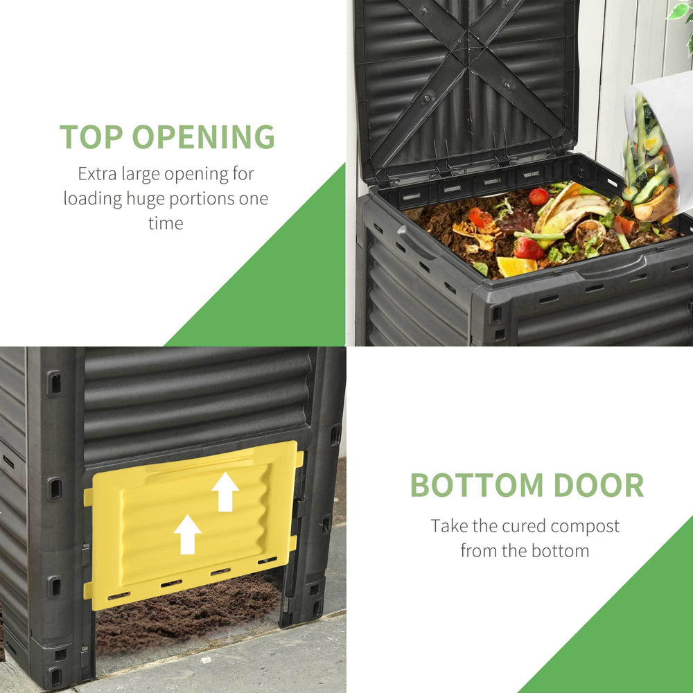 Outsunny Garden Compost Bin 80 Gallon Outdoor Large Capacity Composter Fast Create Fertile Soil Aerating Box, Easy Assembly, Yellow Media 4