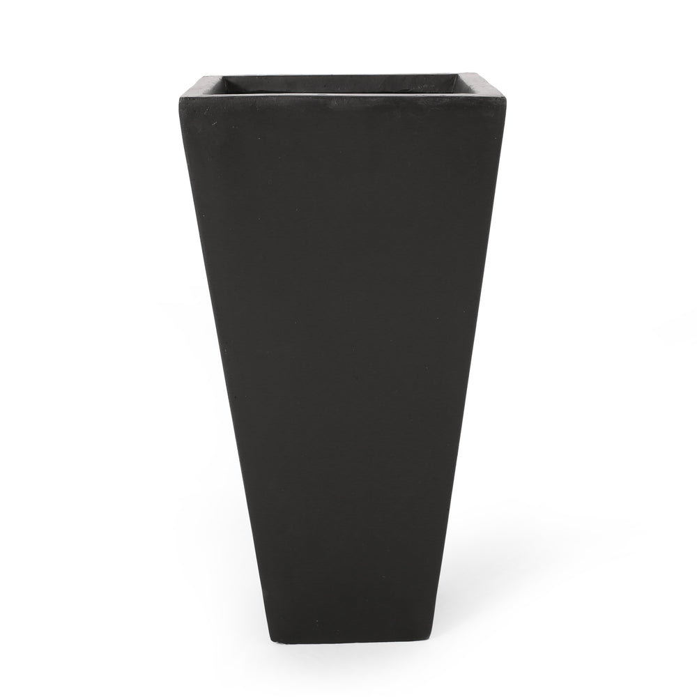 13' Outdoor Modern MGO Small Cast Stone Planter, Black Media 1