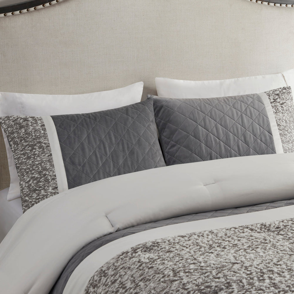 5 Piece Textured Jacquard Stripe Comforter Set with Throw Pillows-King/Cal King Media 14