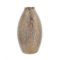 Decorative Ceramic Vase with Textured Bronze Finish perspective