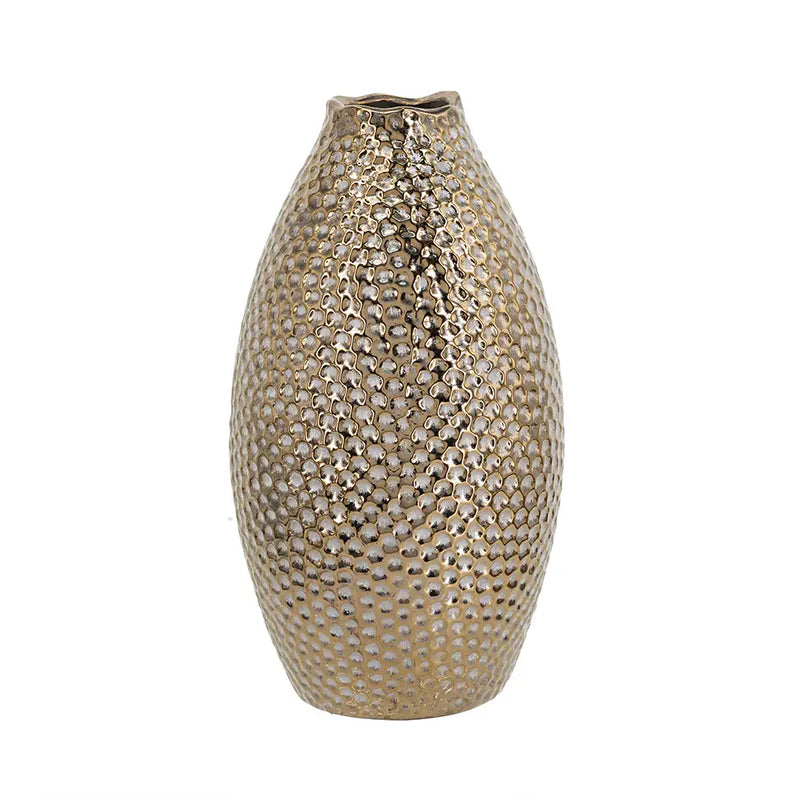 Decorative Ceramic Vase with Textured Bronze Finish