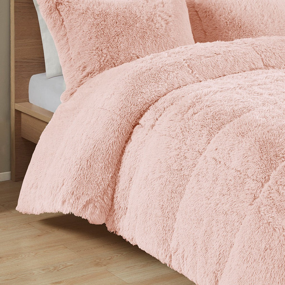 Full/Queen Shaggy Long Fur Comforter Mini Set Media 2