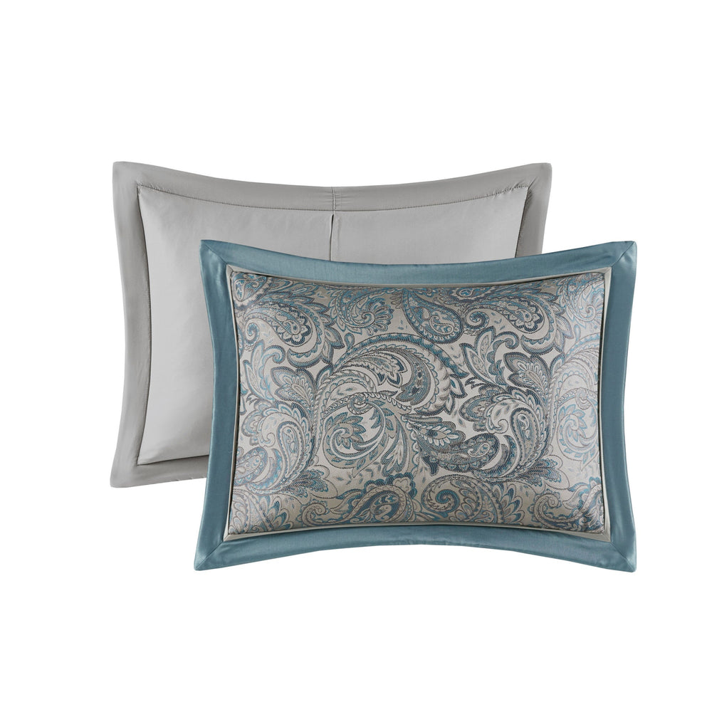 12 Piece Comforter Set with Cotton Bed Sheets Teal Queen Media 8