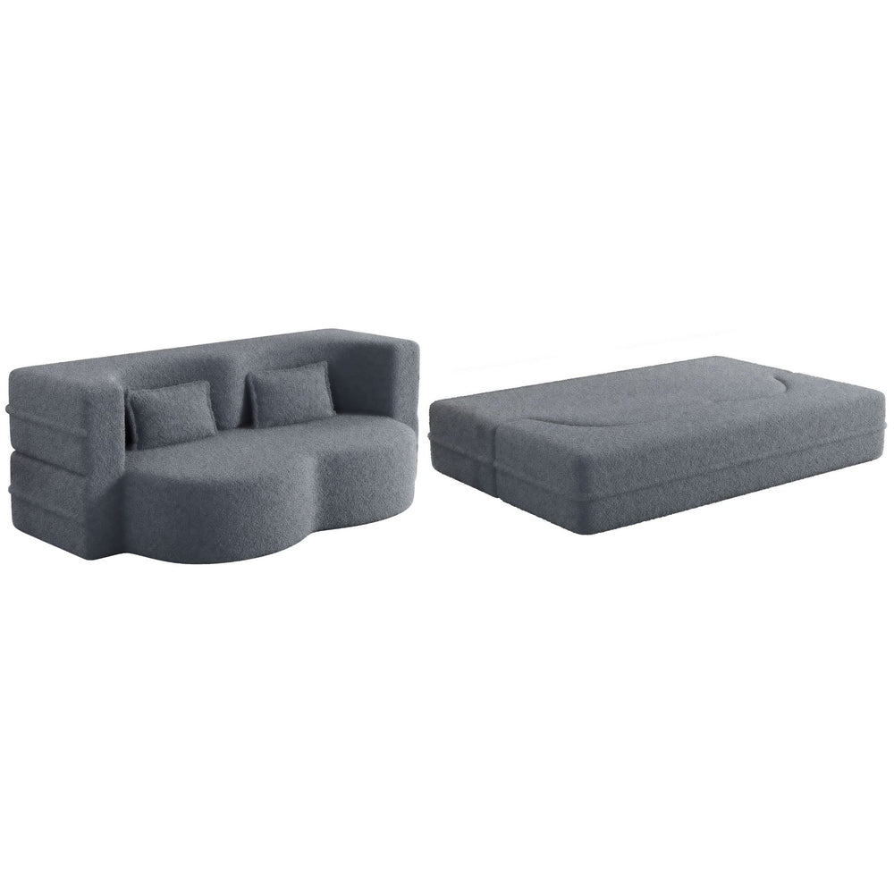Sofa Bed Teddy Fabric Modern Grey Full Size Living Room Lounge Area Media 1