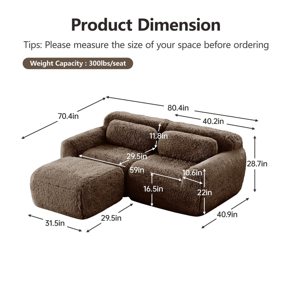 L Shaped Sofa With Chaise Soft Fluffy Plush Fabric For Cozy Living Room And Home Lounge Media 15