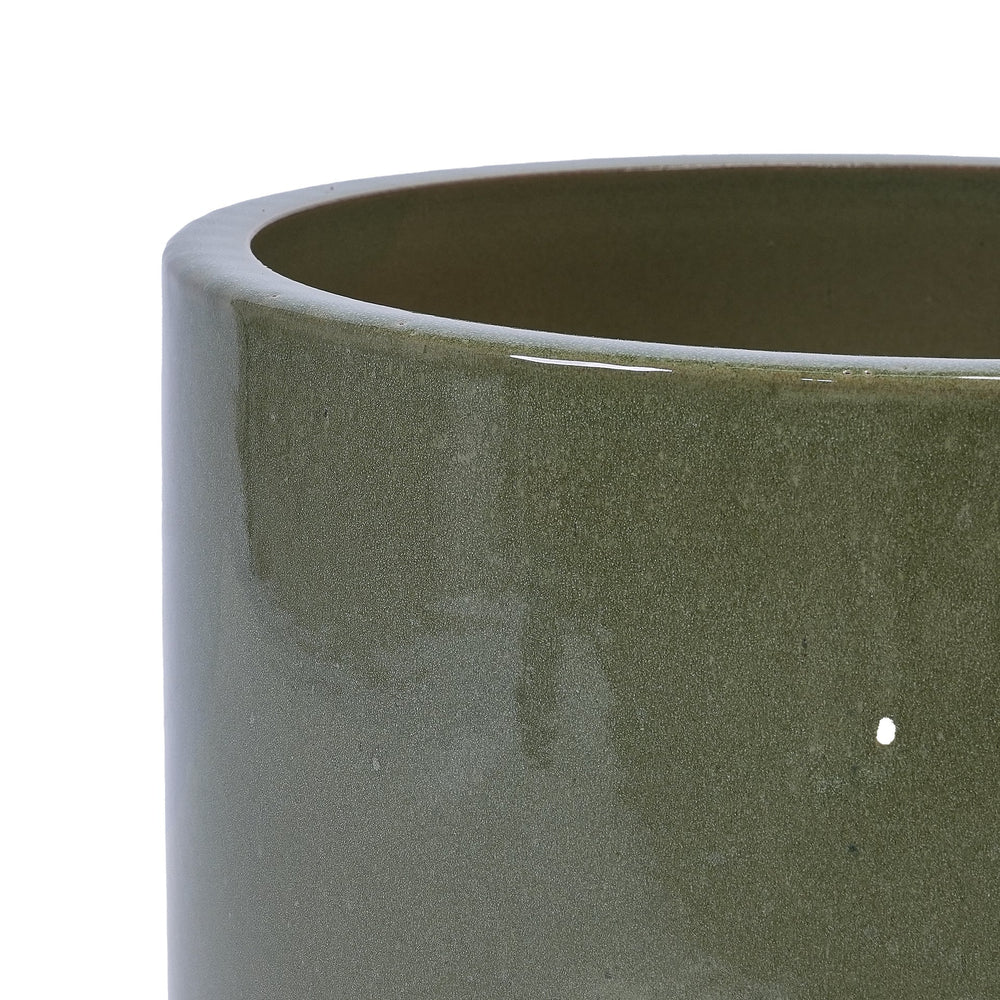 3 Pieces Ceramic Flowerpot, Modern Planter for Patio, Garden or Windowsills - Antique Light Green Media 11