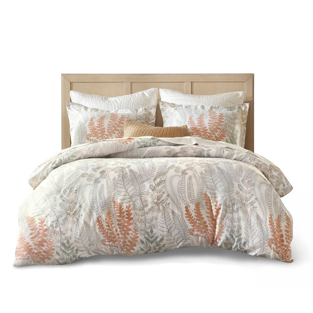 3-Piece Full/Queen 100% Cotton Sateen Duvet Cover Set,Terracotta/Linen Media 14