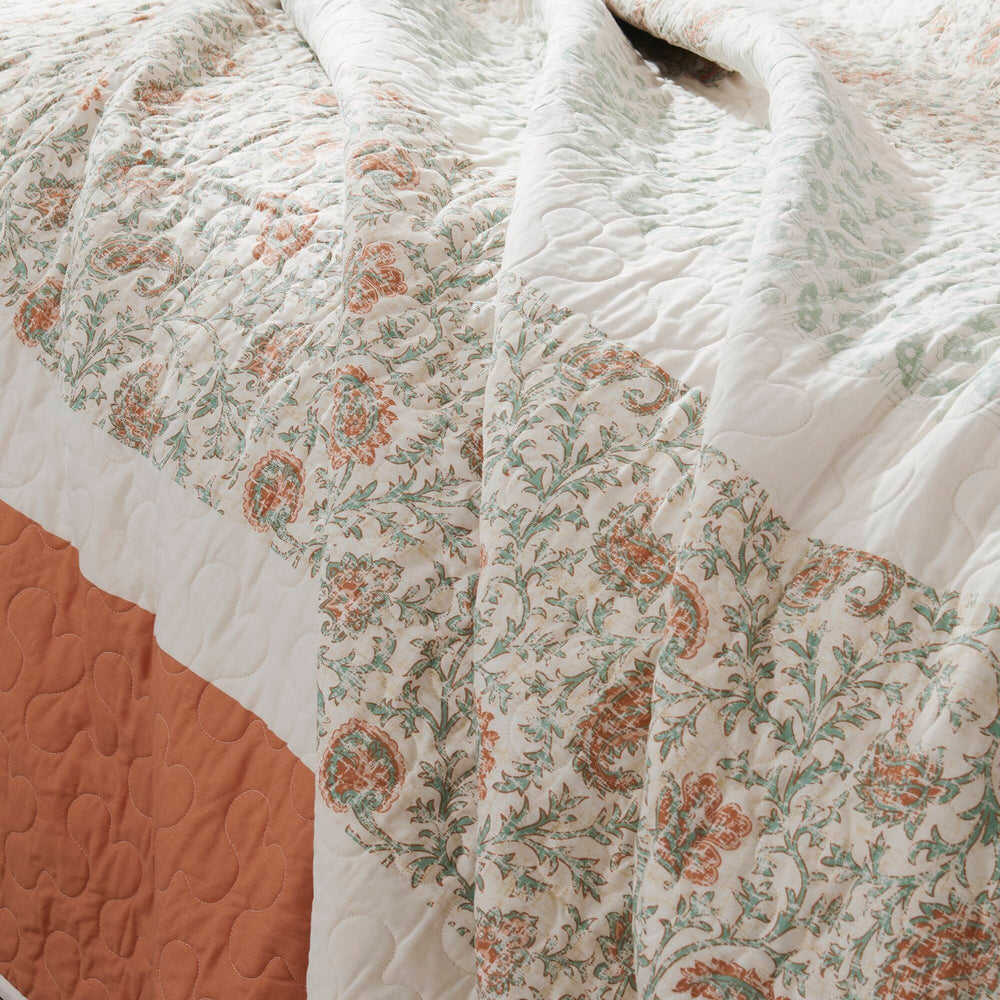 6 Piece Cotton Percale Quilt Set with Throw Pillows Coral King/Cal King Media 8