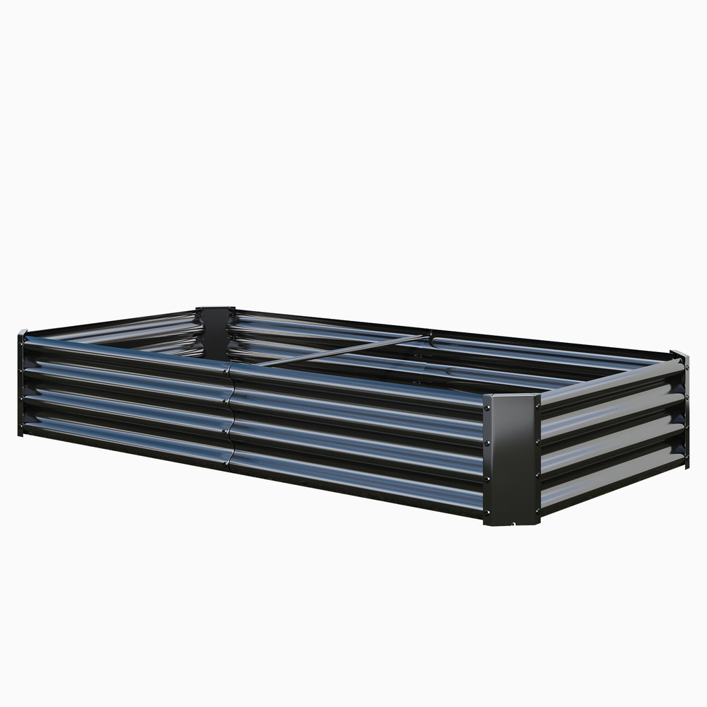 2PCS Black 6×3×1ft Metal Raised Rectangle Garden Planter Beds Media 6